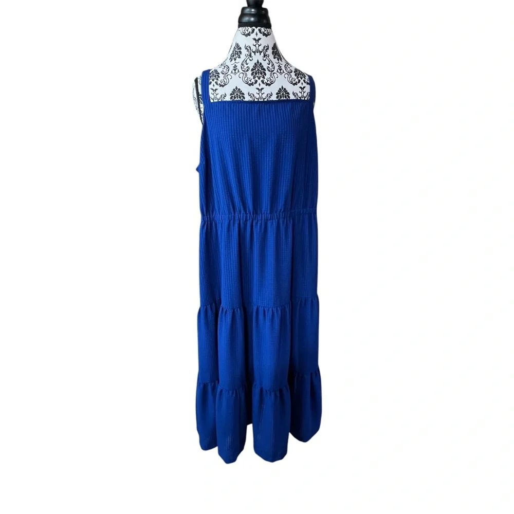Ava & Viv Women’s Boho Tiered Maxi Dress - Size 2X Checked Coastal Beachy Chic - Picture 2 of 10